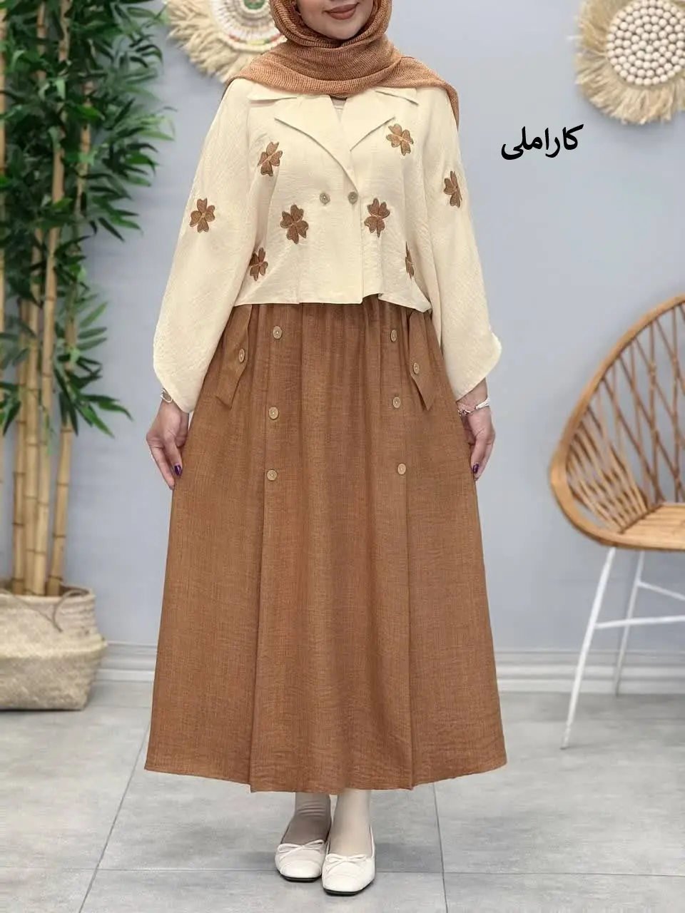 3406-شومیز و دامن گلدوزی